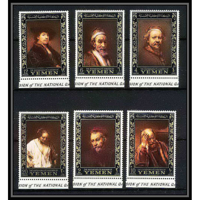 484a - Yemen kingdom MNH ** N° 278 / 283 A OR (gold) Rembrandt (Nederland) (tableaux painting) amphilex 67 dutch 