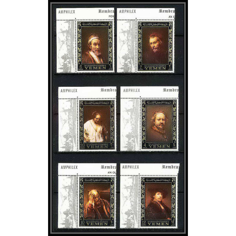 484b - Yemen kingdom MNH ** N° 278 / 283 A OR (gold) Rembrandt (Nederland) (tableaux painting) amphilex 67 dutch 