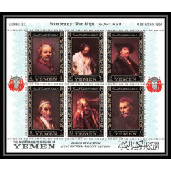 484c - Yemen kingdom MNH ** Bloc N° 37 A OR (gold) Rembrandt (Nederland) (tableaux painting) amphilex 67 dutch 