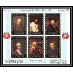 484d - Yemen kingdom MNH ** Bloc N° 37 A 2 colors OR (gold) Rembrandt (tableaux painting) amphilex 67 dutch 