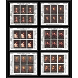 485 - Yemen kingdom MNH ** N° 278 / 283 B OR (gold) Rembrandt feuilles sheets tableaux paintings Non dentelé imperf