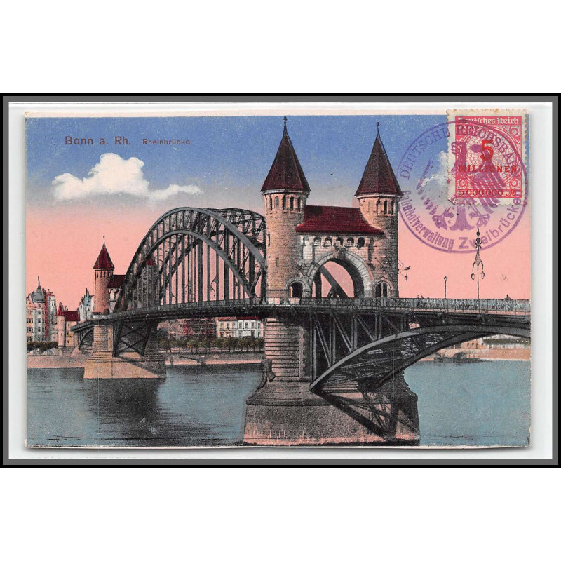 12777 train Railway cachet deutsche reichsbahn zweibrücken 1923 bonn rheinbrücke carte postale postcard reich allemagne