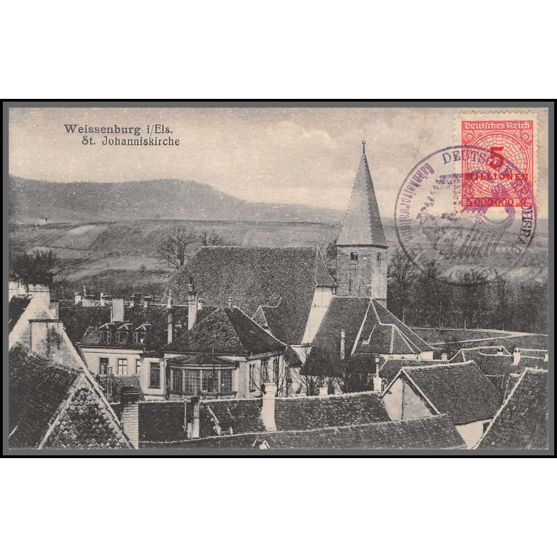12781 train Railway cachet deutsche reichsbahn zweibrücken 1923 Weissenburg johanniskirche carte postale postcard reich 