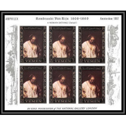 485 - Yemen kingdom MNH ** N° 278 / 283 B OR (gold) Rembrandt feuilles sheets tableaux paintings Non dentelé imperf