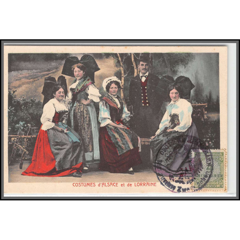 12794 train Railway cachet deutsche reichsbahn zweibrücken 1923 costumes alsace et lorraine carte postale postcard reich