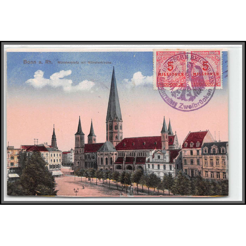 12798 train Railway cachet deutsche reichsbahn zweibrücken 1923 bonn carte postale postcard reich allemagne