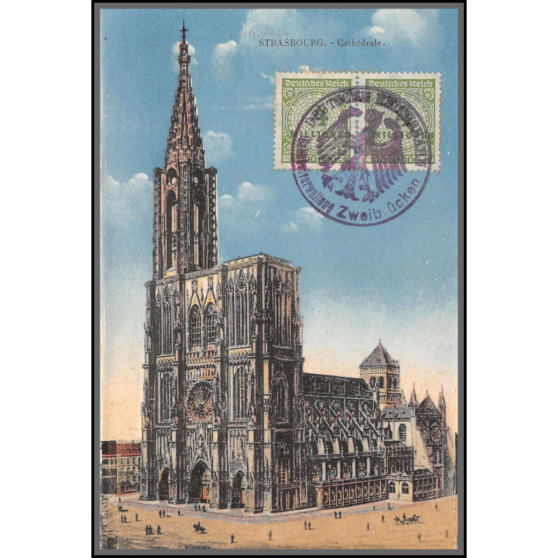 12801 train Railway deutsche reichsbahn zweibrücken 1923 alsacienne cathedrale carte postale postcard reich germany