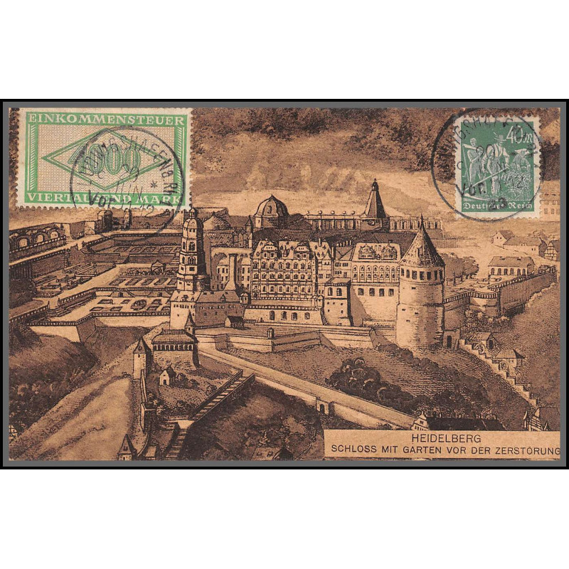 12808 train Railway cachet deutsche reichsbahn zweibrücken 1923 Heidelberg carte postale postcard reich allemagne