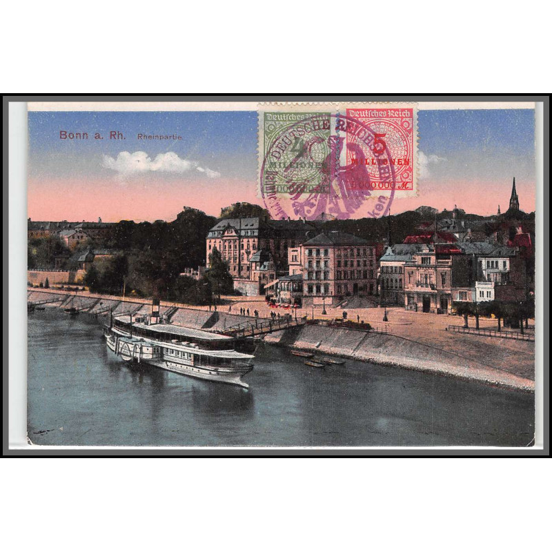 12812 train Railway cachet deutsche reichsbahn zweibrücken 1923 bonn carte postale postcard reich allemagne
