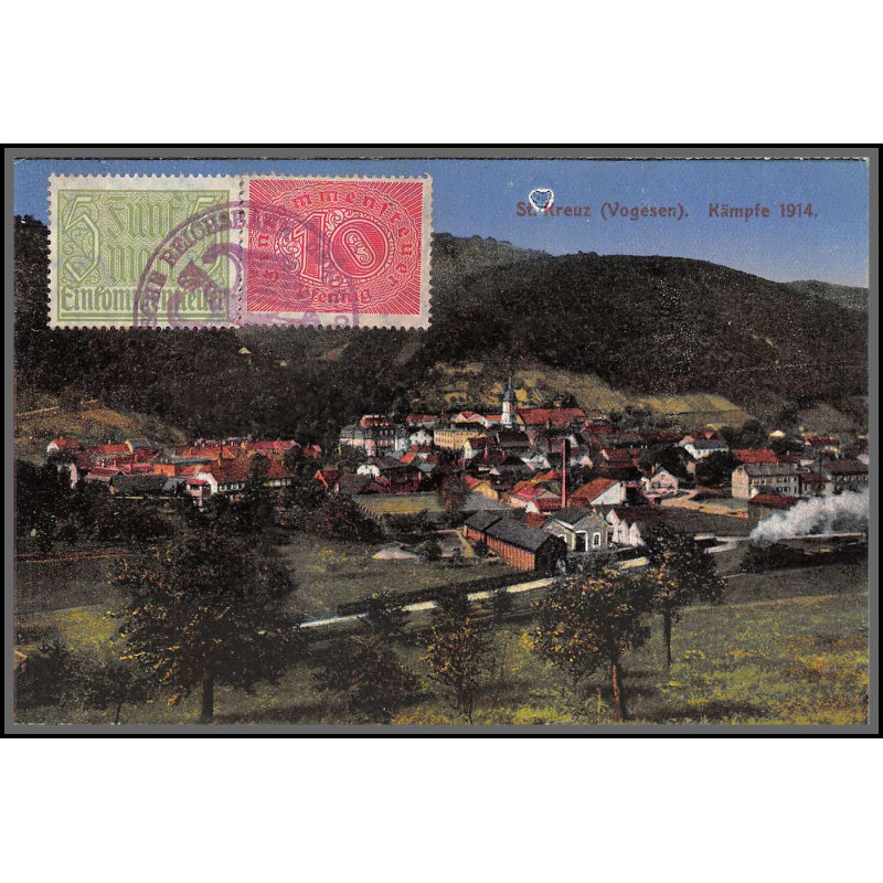 12824 train Railway cachet deutsche reichsbahn zweibrücken 1923 st kreuz vosges carte postale postcard reich allemagne