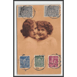 12825 superbe affranchissement recto 5 timbres Koenigshoffen 1923 alsace serie 5046/3 carte postale postcard reich 