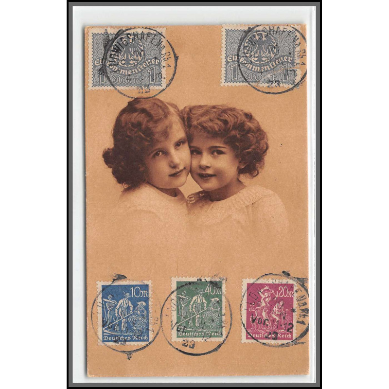12825 superbe affranchissement recto 5 timbres Koenigshoffen 1923 alsace serie 5046/3 carte postale postcard reich 