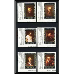 485a - Yemen kingdom MNH ** N° 278 / 283 B OR (gold) Rembrandt tableaux paintings non dentelé (Imperf) amphilex