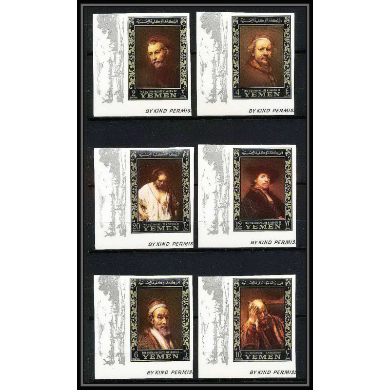 485a - Yemen kingdom MNH ** N° 278 / 283 B OR (gold) Rembrandt tableaux paintings non dentelé (Imperf) amphilex