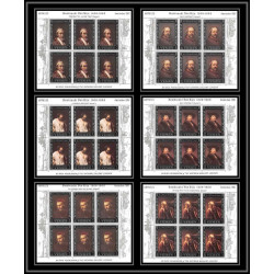 486 - Yemen kingdom MNH ** N° 284 / 289 A Argent (silver) Rembrandt feuilles (sheets (tableaux painting) amphilex 