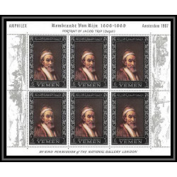 486 - Yemen kingdom MNH ** N° 284 / 289 A Argent (silver) Rembrandt feuilles (sheets (tableaux painting) amphilex 