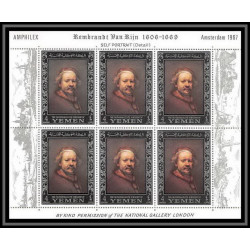 486 - Yemen kingdom MNH ** N° 284 / 289 A Argent (silver) Rembrandt feuilles (sheets (tableaux painting) amphilex 