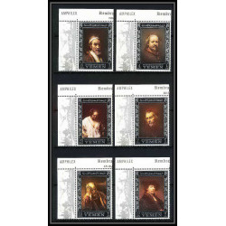 486a - Yemen kingdom MNH ** N° 284 / 289 A Argent (silver) Rembrandt amphilex 67 (tableaux painting) amphilex 