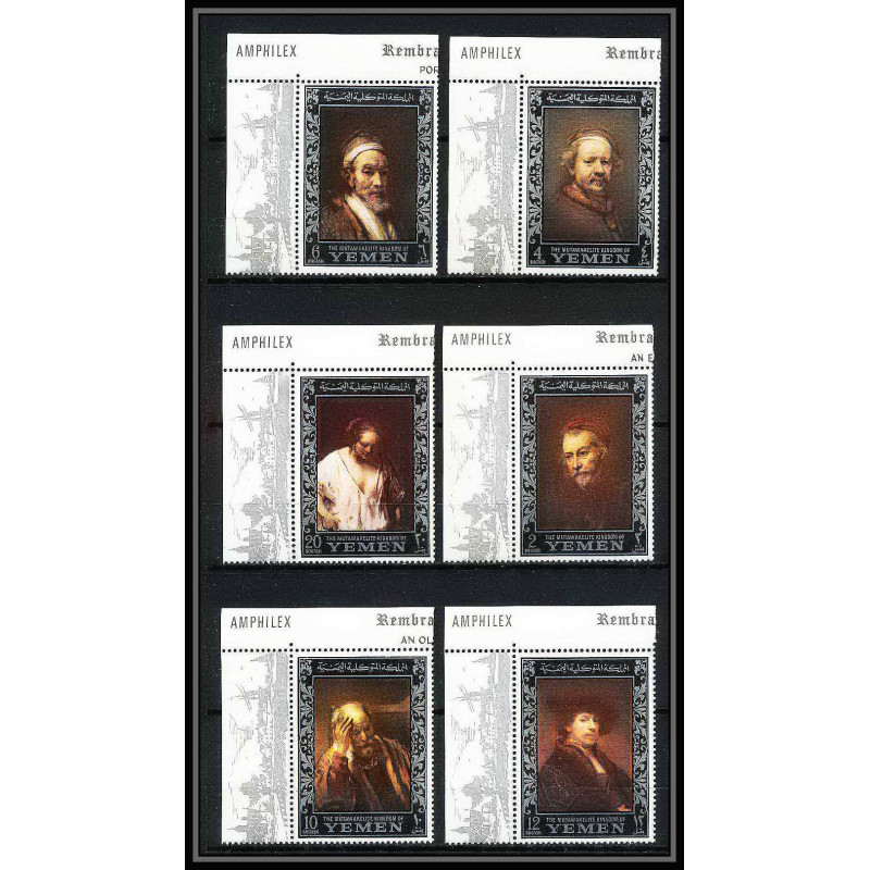 486a - Yemen kingdom MNH ** N° 284 / 289 A Argent (silver) Rembrandt amphilex 67 (tableaux painting) amphilex 