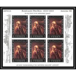 487 Yemen kingdom MNH ** N° 284 / 289 B Argent (silver) Rembrandt feuilles sheets (tableaux painting) non dentelé imperf