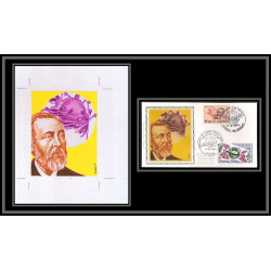 3000 France N°1817 belgique N°1730 Maquette d'artiste original paint artist work FDC 1974 signé signed Jean Chesnot upu