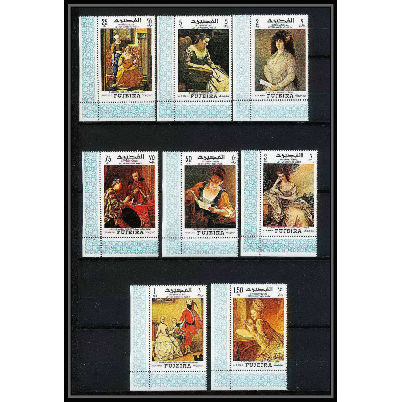 487b Fujeira MNH ** N° 276 / 283 A Tableau (Painting) letter writing week vermeer - corot - Gainsborough 