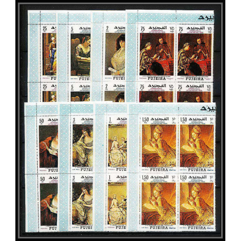 487c Fujeira MNH ** N° 276 / 283 A Tableau (Painting) letter writing week vermeer - corot - Gainsborough 