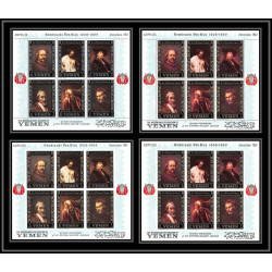 487c Yemen kingdom MNH ** les 4 Blocs N° 37 A B complet OR (gold stamps) Tableau (Painting) Rembrandt