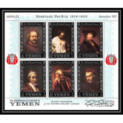 487c Yemen kingdom MNH ** les 4 Blocs N° 37 A B complet OR (gold stamps) Tableau (Painting) Rembrandt
