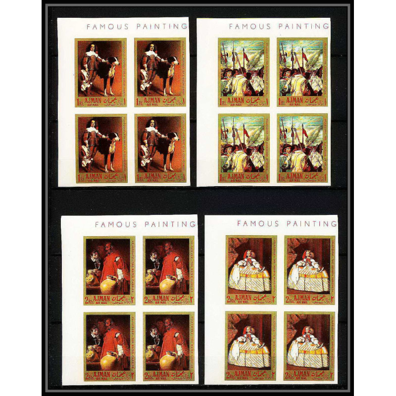 493c Ajman MNH ** N° 218/221 B Tableau (Painting) velazquez NON DENTELE ** imperf bloc 4