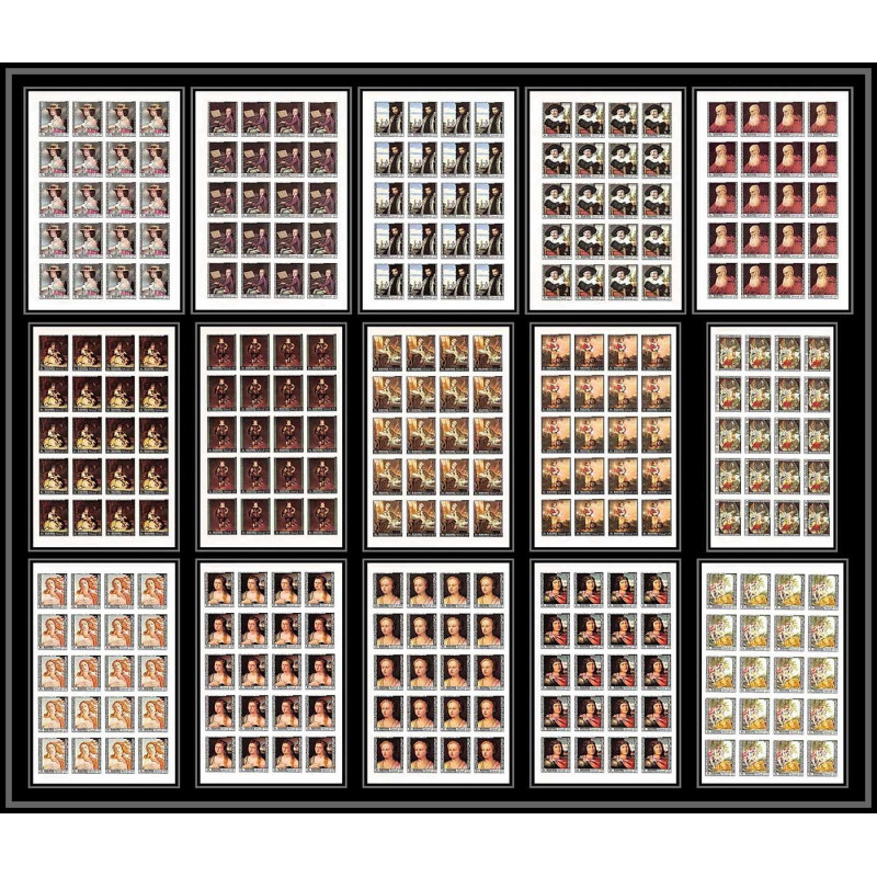 495 Manama MNH ** N° 432 / 446 B Tableau (Painting) feuilles sheets non dentelé (Imperf)