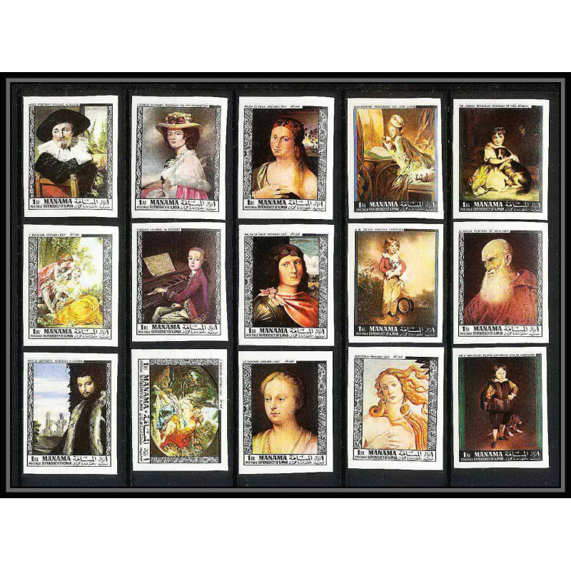 495a Manama MNH ** N° 432 / 446 B Tableau (Painting)s) old masters botticelli veronese non dentelé (Imperf)