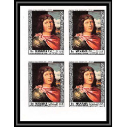 495e Manama MNH ** N° 432 / 446 B Tableau (Painting)s) old masters botticelli bloc 4 non dentelé (Imperf)
