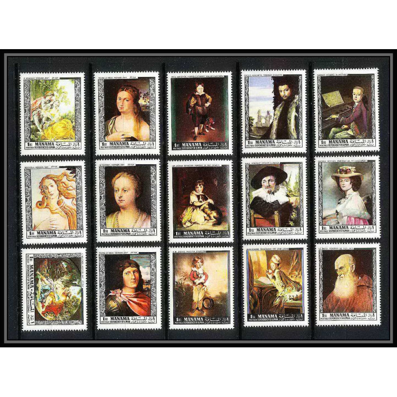 496a Manama MNH ** N° 432 / 446 A Tableau (Painting) old masters botticelli veronese tintoretto van dyck titian