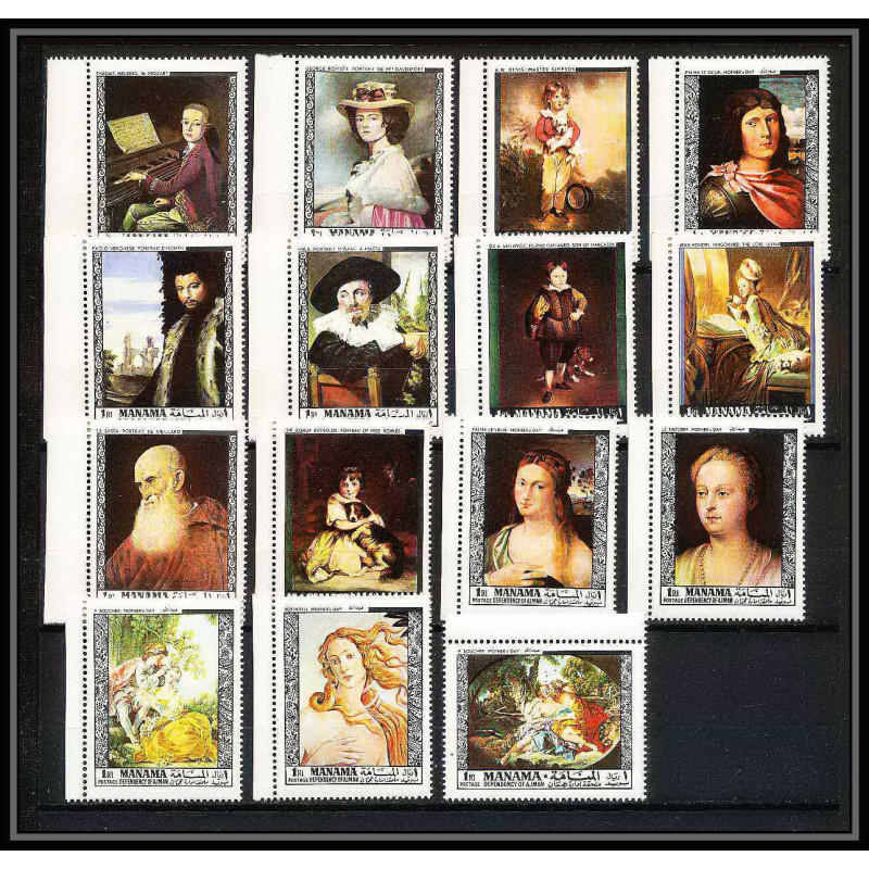 496b Manama MNH ** N° 432 / 446 A Tableau (Painting) old masters botticelli veronese tintoretto van dyck titian