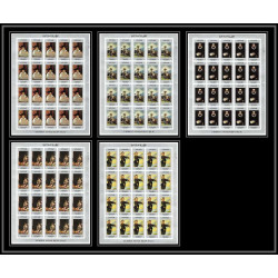 498 YAR (nord yemen) MNH ** N° 607 / 611 B tableaux painting spanish masters feuilles sheets cote 325 non dentelé imperf