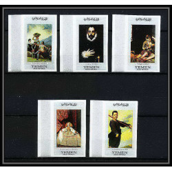 498b YAR (nord yemen) MNH ** N° 607 / 611 B tableaux painting spanish masters non dentelé (Imperf) murillo goya