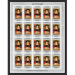 500 YAR (nord yemen) MNH ** N° 587 / 591 B Tableau tableaux painting flemish masters feuilles sheets non dentelé imperf