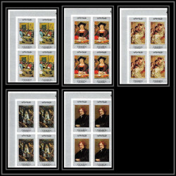 500c YAR (nord yemen) MNH ** N° 587 / 591 B tableaux painting flemish masters non dentelé (Imperf) rubens bloc 4