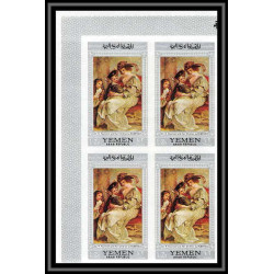 500c YAR (nord yemen) MNH ** N° 587 / 591 B tableaux painting flemish masters non dentelé (Imperf) rubens bloc 4
