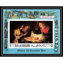 501 Ras Al Khaima MNH ** Bloc N° 50 Tableau (Painting) christmas (noel) van Honthorst 