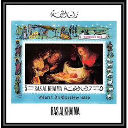 502 Ras Al Khaima MNH ** DELUXE bloc N° 50 Tableau (Painting) christmas (noel) van Honthorst cote 50 euros