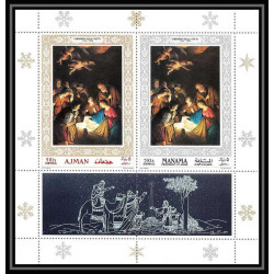 503 Ajman / Manama MNH ** bloc N° 353 + 133 A christmas (noel) nativity Gerrit van Honthorst (nederlands)