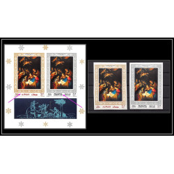 503x Ajman/Manama se tenant N° 353 + 133 B christmas noel nativity van Honthorst nederlands Non dentelé imperf MNH **