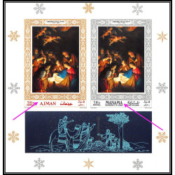 503x Ajman/Manama se tenant N° 353 + 133 B christmas noel nativity van Honthorst nederlands Non dentelé imperf MNH **