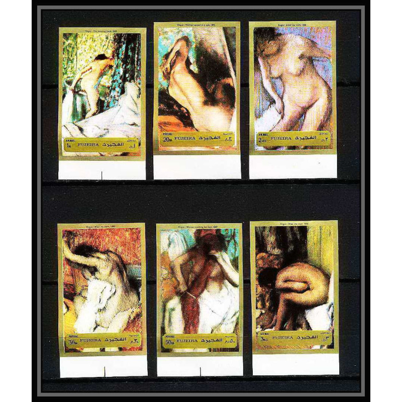 506d Fujeira MNH ** N° 1265 / 1270 B Tableau (Painting) nus nude Edgar Degas france non dentelé (Imperf)