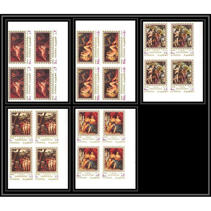 508b Fujeira MNH ** N° 864 / 868 B non dentelé (Imperf) nus nude paintings Tableau tableaux rubens veronese bloc 4