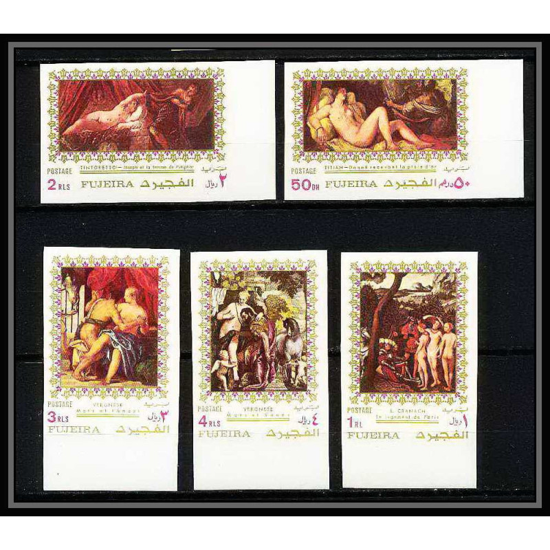 508c Fujeira MNH ** N° 864 / 868 B non dentelé (Imperf) nus nude paintings Tableau tableaux rubens veronese 