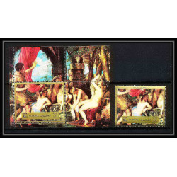 511 Fujeira MNH ** Bloc N° 122 A bloc titian Diana and Actaeon (calisto) NUS nude Tableau (Painting)