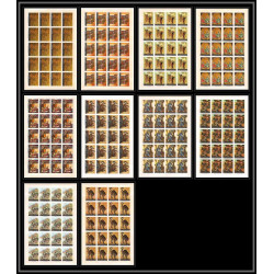 513 Yemen kingdom MNH ** N° 355 / 364 B peinture asie tableaux asian paintings feuilles sheets Non dentelé imperf